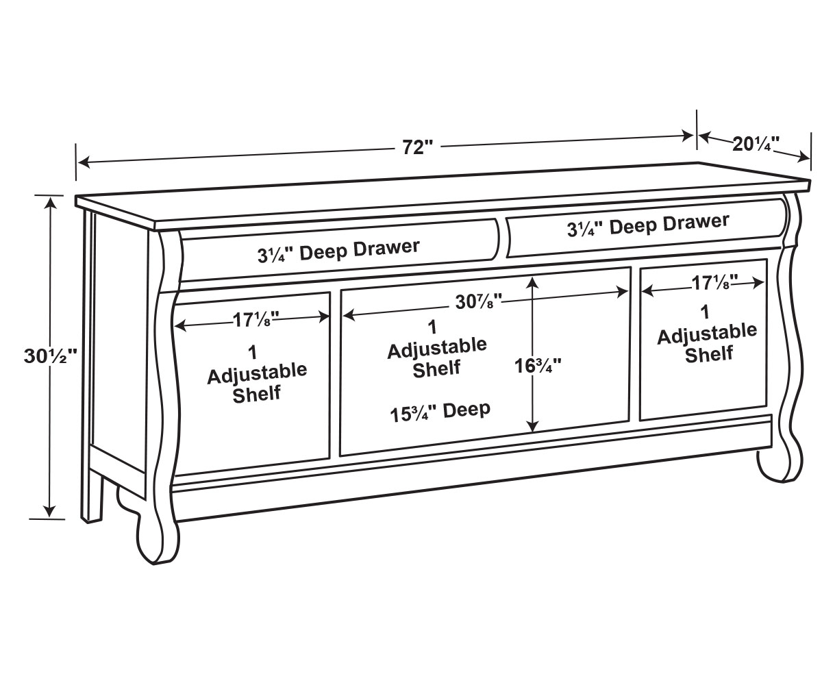Old Classic Sleigh Media Stand - 72"W - Image 2